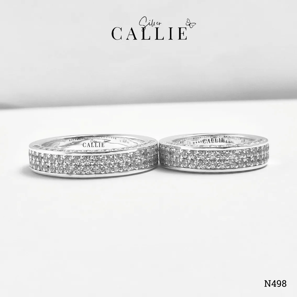 N498 - Nhẫn Bạc Thiết Kế Callie Silver Đính Đá 2 Hàng Và 2 Cạnh - Hình ảnh 2