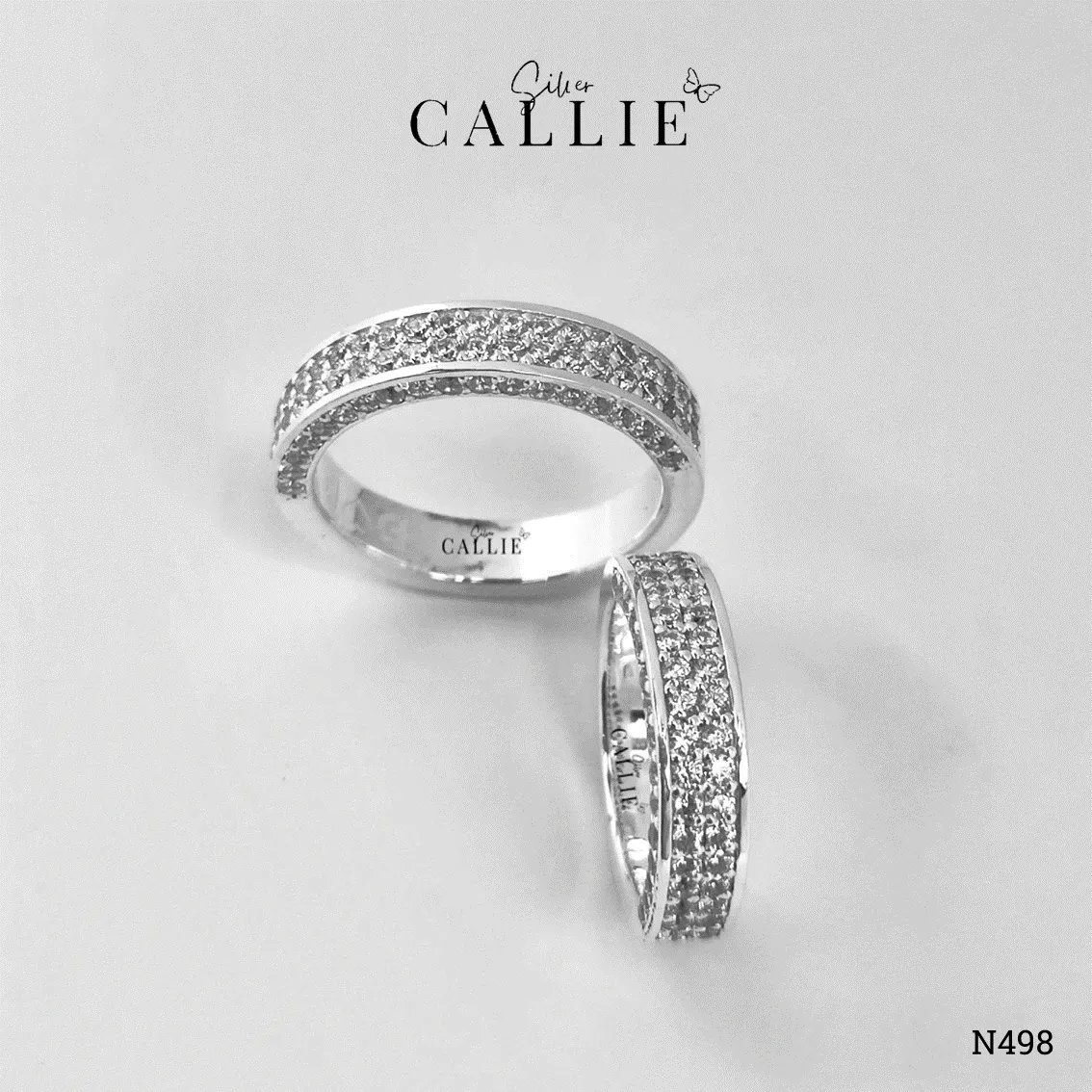 N498 - Nhẫn Bạc Thiết Kế Callie Silver Đính Đá 2 Hàng Và 2 Cạnh - Hình ảnh 4