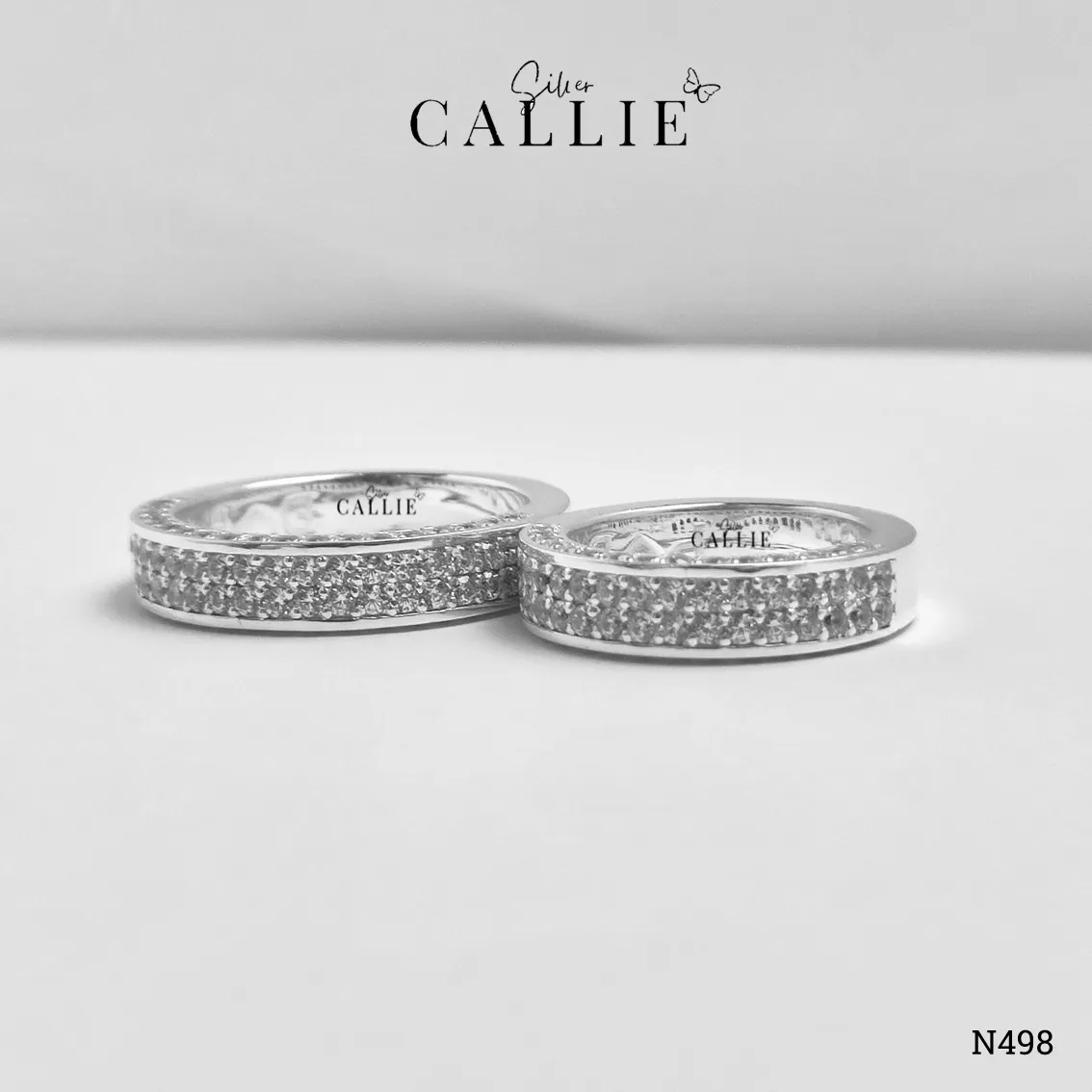 N498 - Nhẫn Bạc Thiết Kế Callie Silver Đính Đá 2 Hàng Và 2 Cạnh - Hình ảnh 5