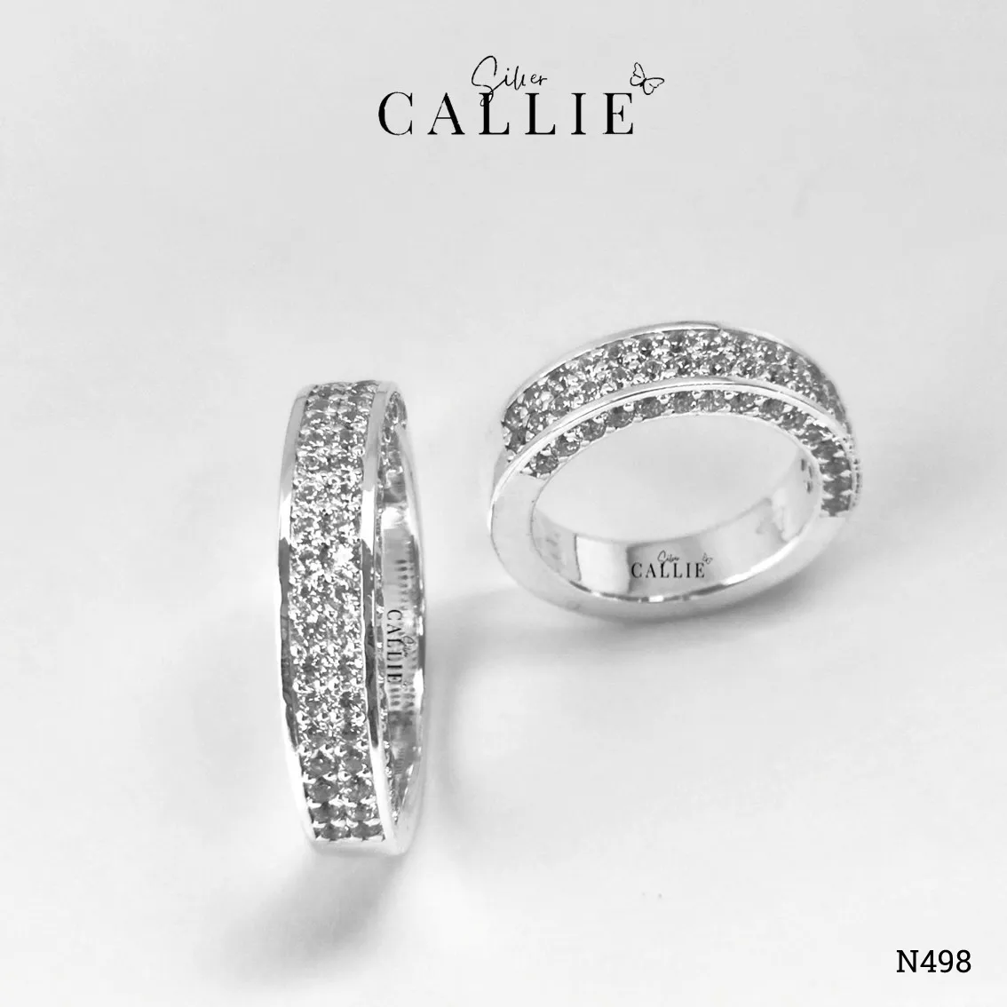 N498 - Nhẫn Bạc Thiết Kế Callie Silver Đính Đá 2 Hàng Và 2 Cạnh - Hình ảnh 6