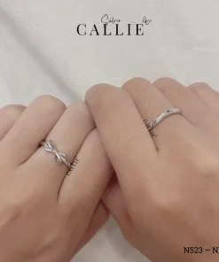 Alternative view of N523 - N524: Nhẫn bạc đôi Callie Silver nơ và xoắn