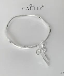 VT164 - Vòng Tay Bạc Callie Silver Charm Nơ Và Chuông
