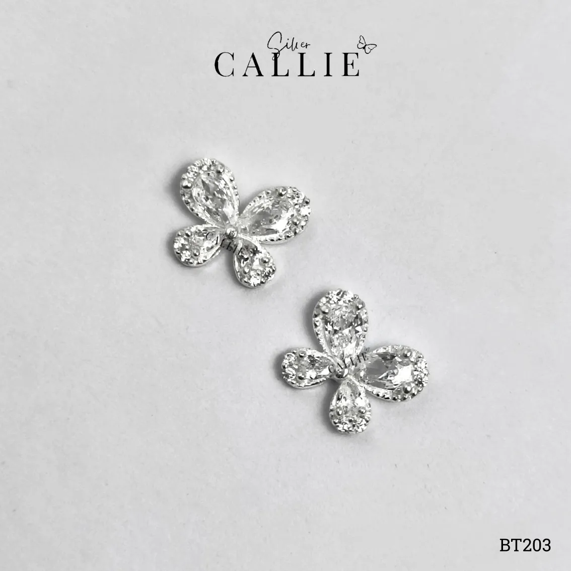BT203 - Bông tai bạc Callie Silver bướm đính đá - Hình ảnh 6