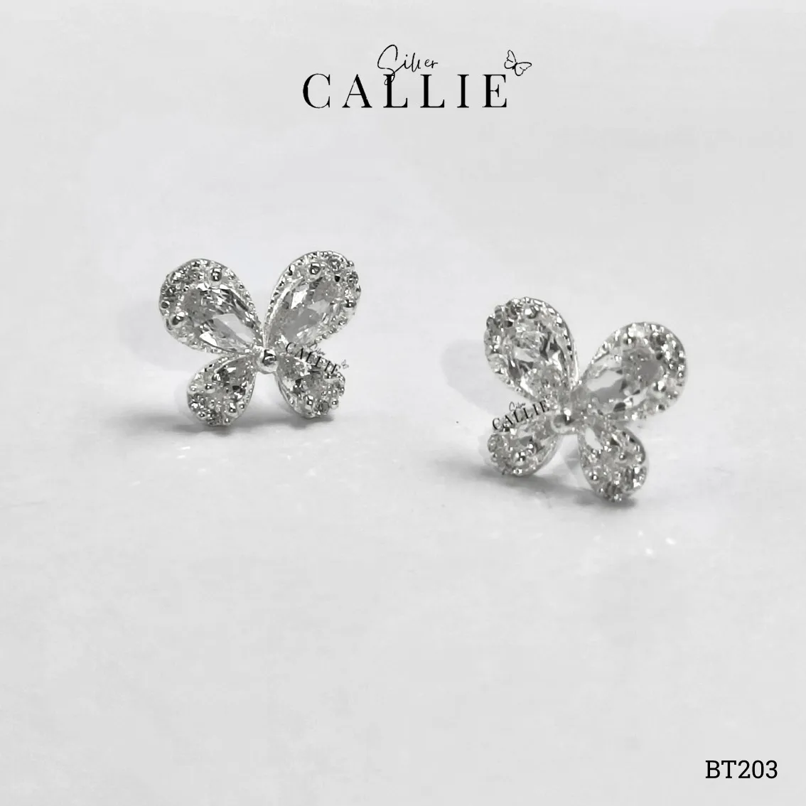 BT203 - Bông tai bạc Callie Silver bướm đính đá - Hình ảnh 7