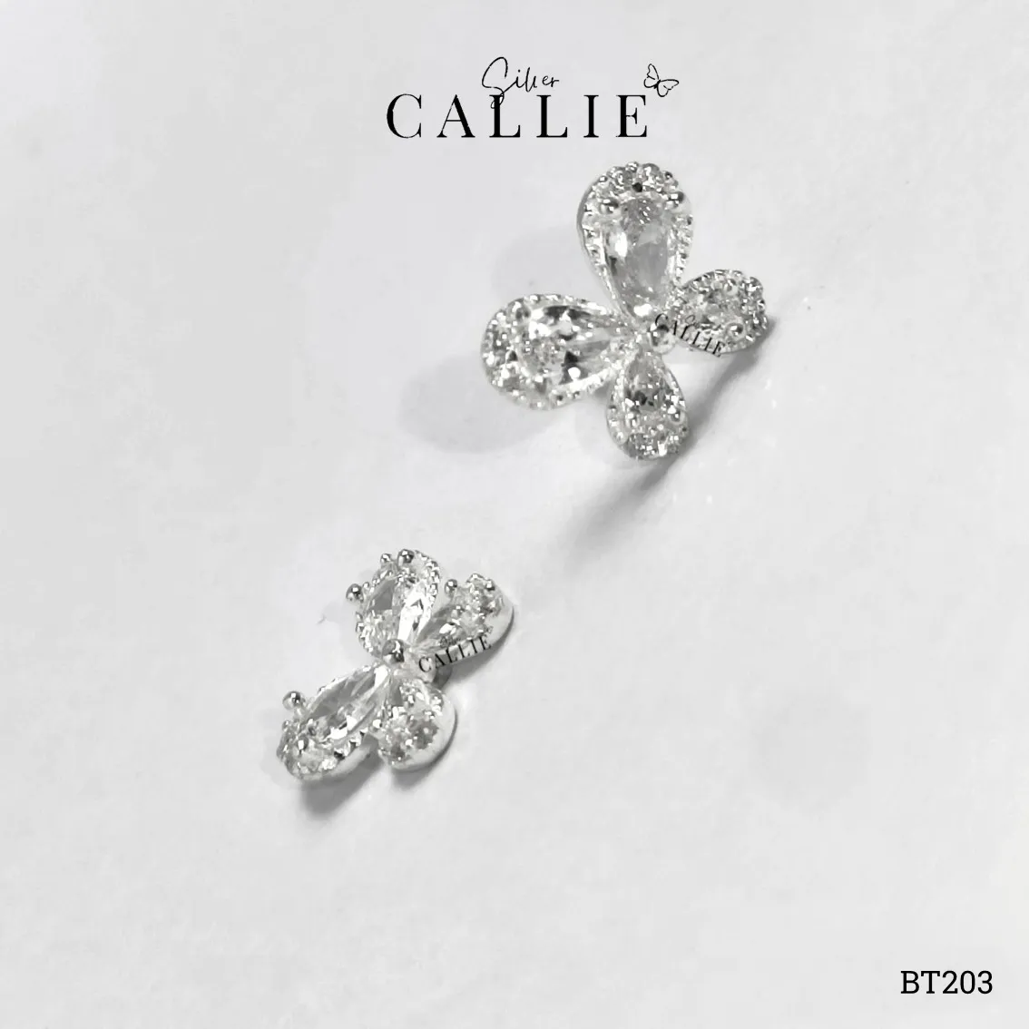 BT203 - Bông tai bạc Callie Silver bướm đính đá - Hình ảnh 8
