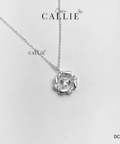 DC262 - Dây chuyền bạc Callie Silver hình nguyệt quế đính đá