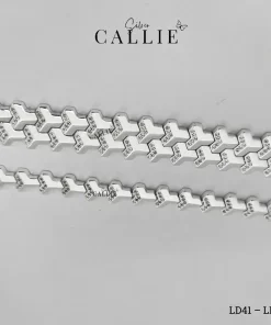 LD41 - LD42: Lắc Đôi Bạc Thiết Kế Callie Silver Hình Khối Đính Đá