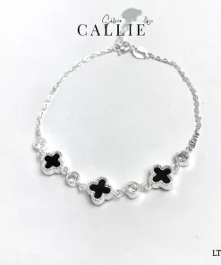 LT187 - Lắc tay bạc Callie Silver cỏ 4 lá nhỏ xen kẻ đá