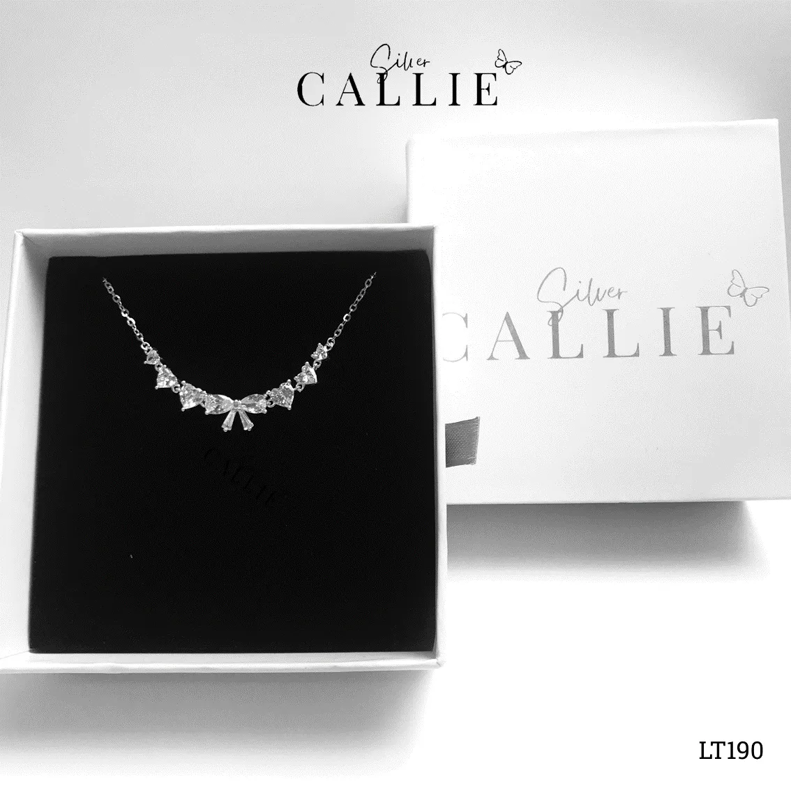 LT190 - Lắc tay bạc Callie Silver hình nơ tim 2 bên - Hình ảnh 9
