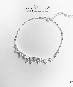 LT190 - Lắc tay bạc Callie Silver hình nơ tim 2 bên