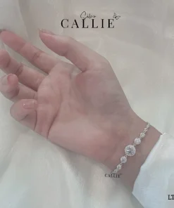 Alternative view of LT191 - Lắc tay bạc Callie Silver dây rút viên chủ đá 2 bên