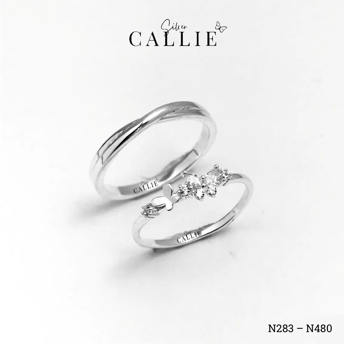 N480 - N283: Nhẫn đôi bạc thiết kế Callie Silver - Image 7