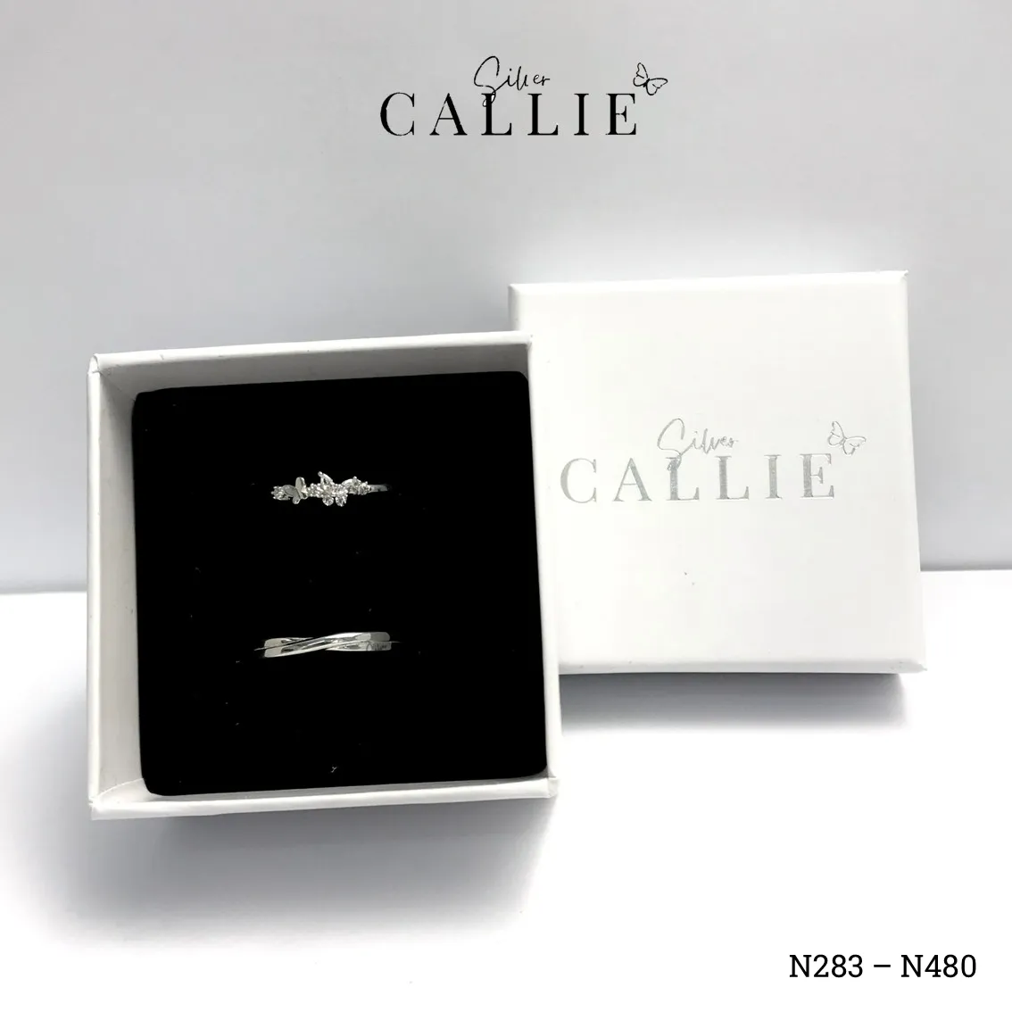 N480 - N283: Nhẫn đôi bạc thiết kế Callie Silver - Image 8