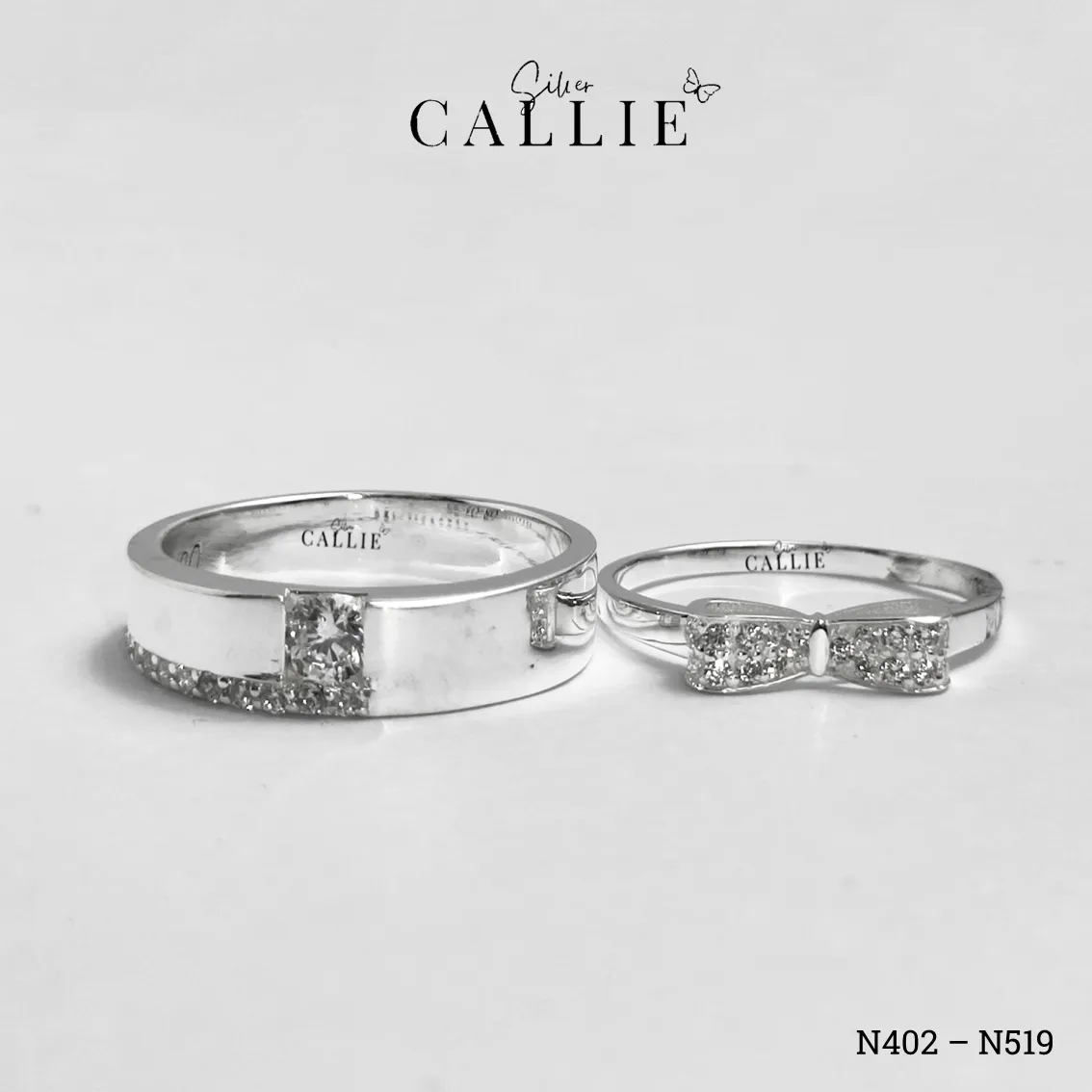 N402 - N519: Nhẫn bạc thiết kế Callie Silver hình nơ - Hình ảnh 3