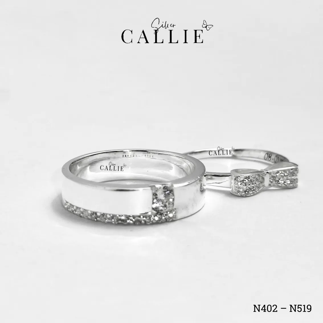 N402 - N519: Nhẫn bạc thiết kế Callie Silver hình nơ - Hình ảnh 4