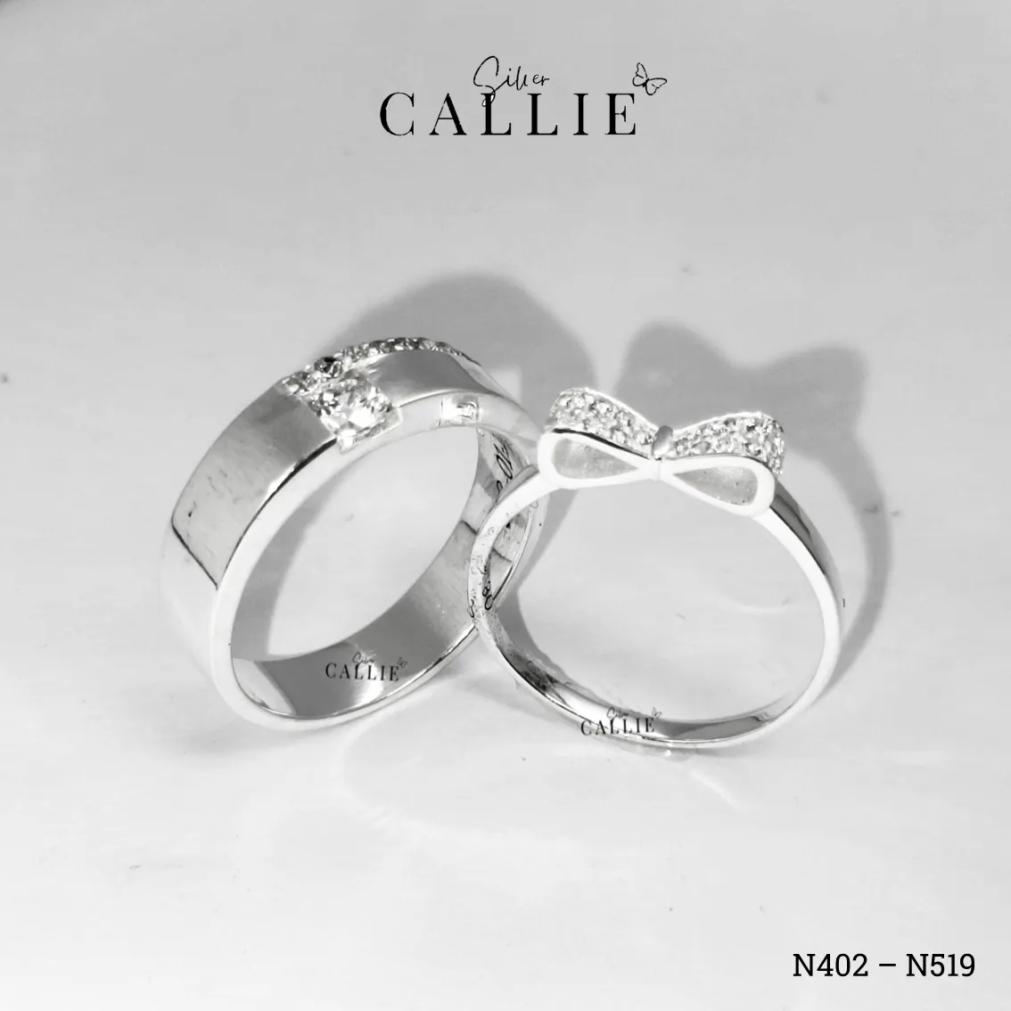 N402 - N519: Nhẫn bạc thiết kế Callie Silver hình nơ