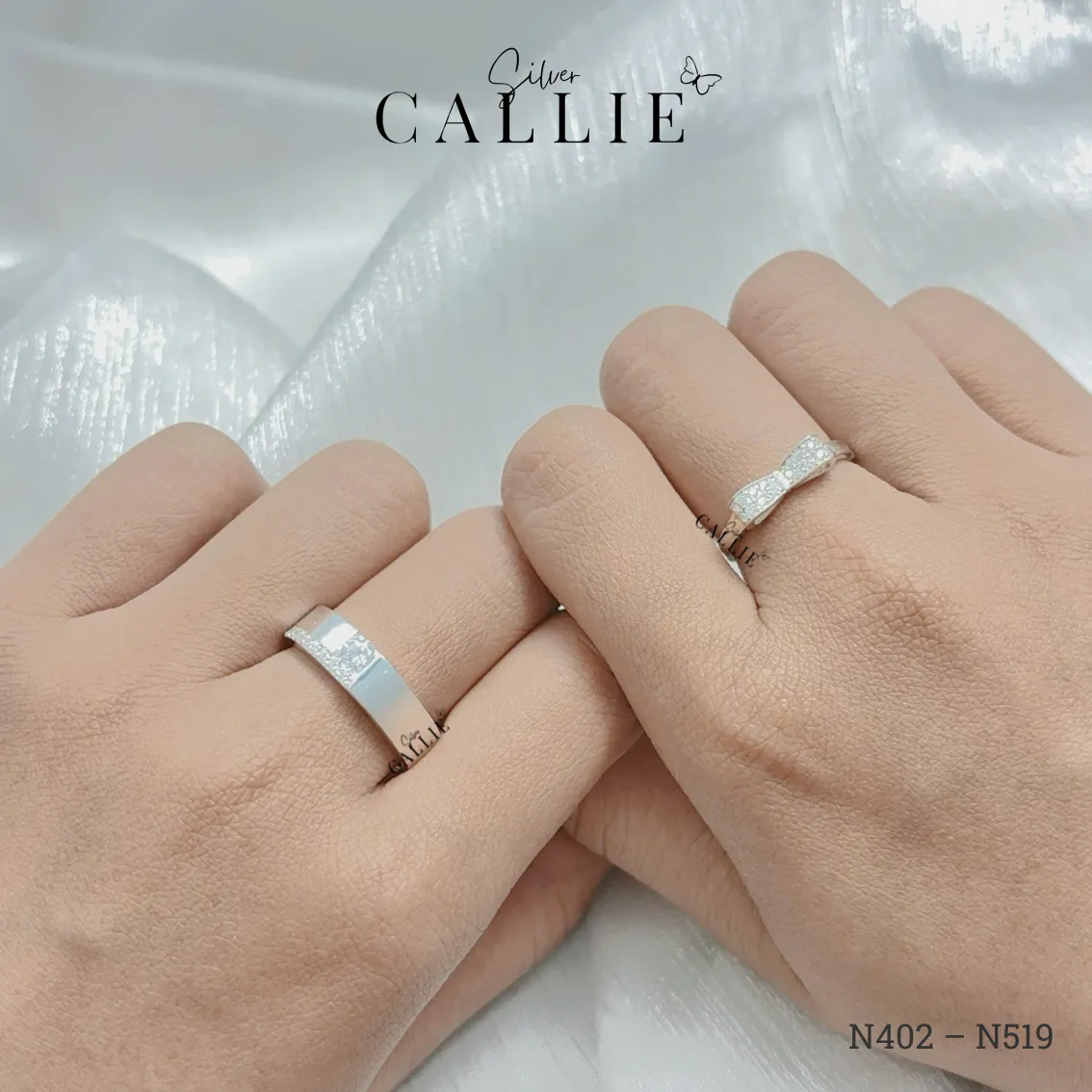 N402 - N519: Nhẫn bạc thiết kế Callie Silver hình nơ - Hình ảnh 2