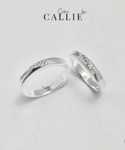 N481 - Nhẫn bạc thiết kế Callie Silver đính đá chéo