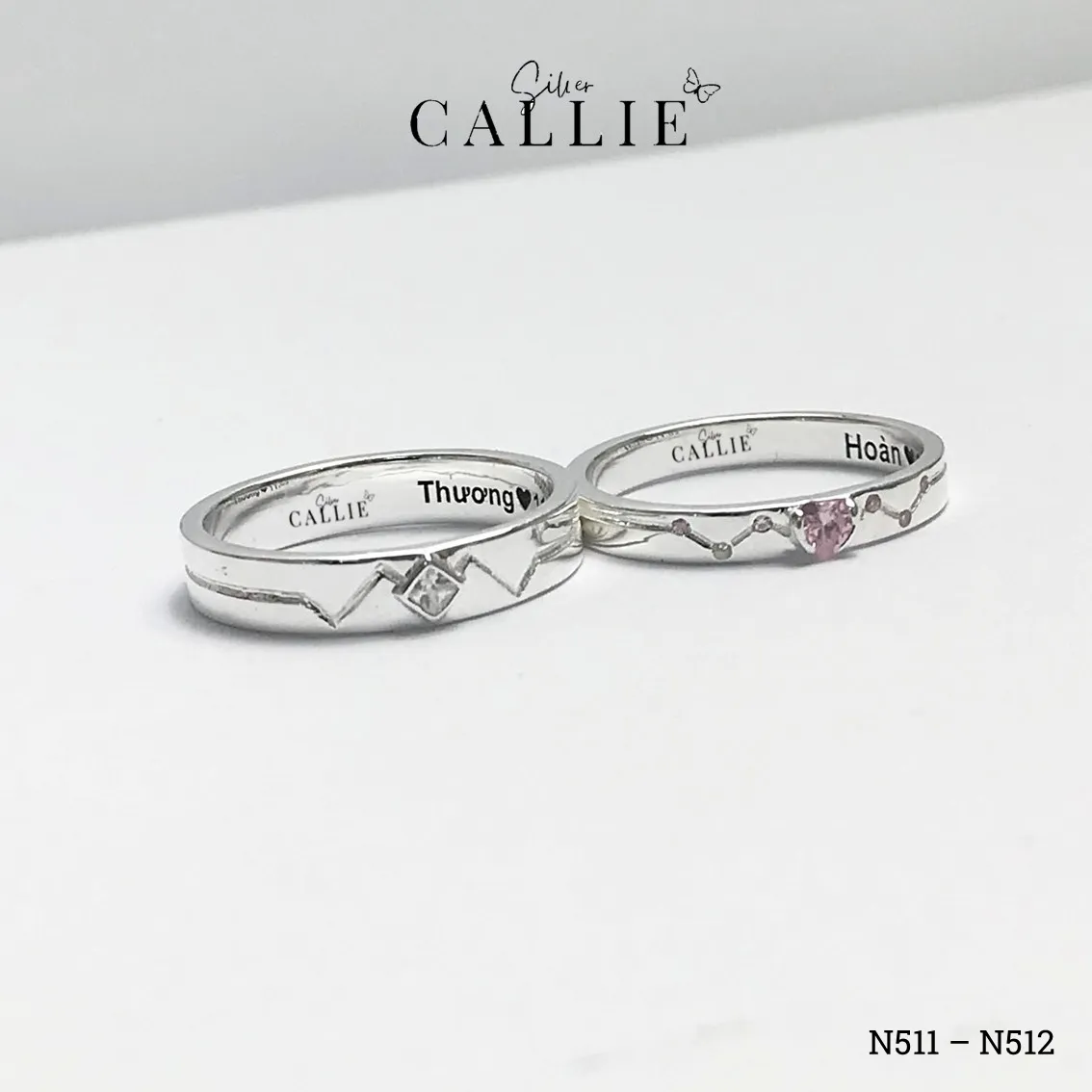N511 - N512: Nhẫn Bạc Thiết Kế Callie Silver Họa Tiết Ziczac