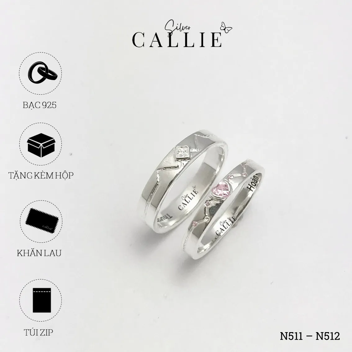 N511 - N512: Nhẫn Bạc Thiết Kế Callie Silver Họa Tiết Ziczac - Hình ảnh 9
