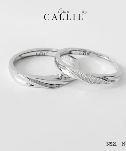 N521 - N522: Nhẫn bạc Callie Silver 1 đường chéo free size