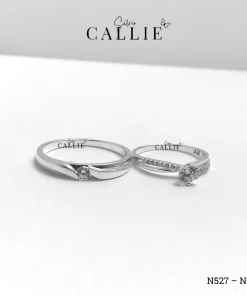 Alternative view of N527 - N528: Nhẫn Bạc Thiết Kế Callie Silver 1 Viên Chủ Đai Chéo
