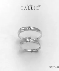 N527 - N528: Nhẫn Bạc Thiết Kế Callie Silver 1 Viên Chủ Đai Chéo