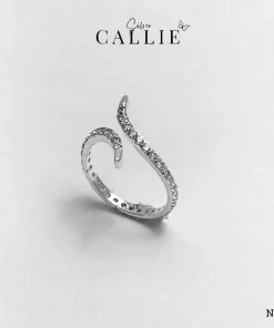 N535 - Nhẫn Bạc Thiết Kế Callie Silver Đai Uốn Đính Đá