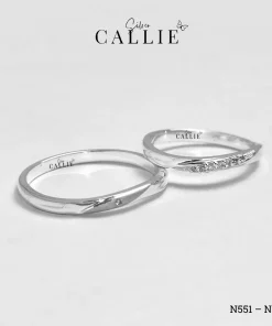 N551 - N552: Nhẫn Bạc Thiết Kế Callie Silver Xoắn Đính Đá