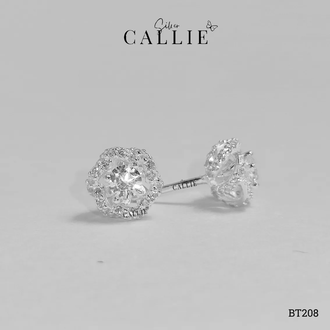 BT208 - Bông Tai Bạc Thiết Kế Callie Silver Hoa Hồng Đính Đá - Hình ảnh 6