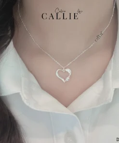 Alternative view of DC260 - Dây chuyền bạc thiết kế Callie Silver trái tim đính đá