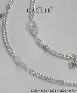 Alternative view of LD06 - LD36: Lắc tay đôi Callie Silver mặt lồng nhau kèm cỏ 4 lá