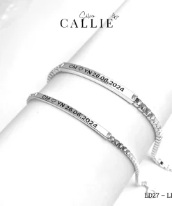 LD27 - LD44: Lắc tay đôi Callie Silver dạng hộp mặt khối chữ nhật