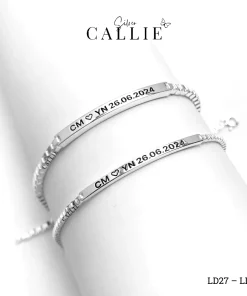 Alternative view of LD27 - LD44: Lắc tay đôi Callie Silver dạng hộp mặt khối chữ nhật