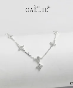 LT194 - Lắc tay bạc Callie Silver cỏ 4 lá mini