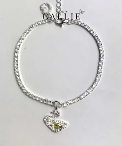 Lắc Tay Bạc Callie Silver Dây Đá Kèm Charm Thiên Nga