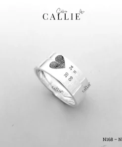 N168 - N572: Nhẫn đôi bạc thiết kế Callie Silver vân tay