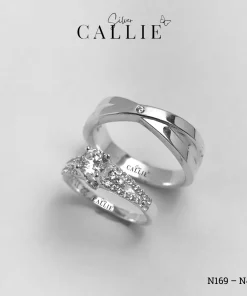 Alternative view of N426 - N169: Nhẫn Bạc Đôi Thiết Kế Callie Silver