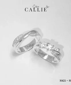 N421 - N553: Nhẫn bạc thiết kế Callie Silver nơ tim đính đá