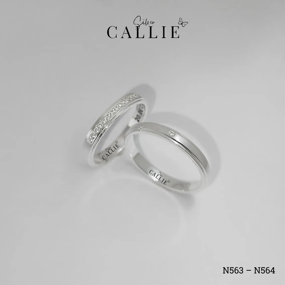 N563 - N564: Nhẫn Bạc Thiết Kế Callie Silver Đính Đá