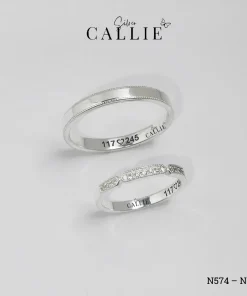 Alternative view of N574 - N575: Nhẫn Bạc Đôi Thiết Kế Callie Silver