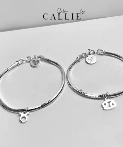 LD47 - Lắc Đôi Bạc Thiết Kế Callie Silver Kèm Charm