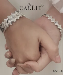 Alternative view of LD41 - LD42: Lắc Đôi Bạc Thiết Kế Callie Silver Hình Khối Đính Đá