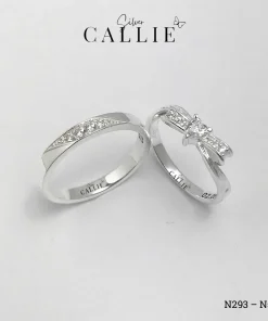 Alternative view of N598 - N293: Nhẫn Bạc Đôi Thiết Kế Callie Silver Đá Chéo Và Nơ