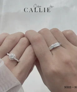 Alternative view of N303 – N309: Nhẫn Bạc Đôi Thiết Kế Callie Silver