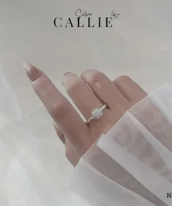 Alternative view of N303 - Nhẫn bạc Callie Silver bông hoa đế trái tim