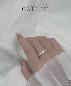 Alternative view of N315 - Nhẫn bạc Callie Silver đính 2 dãy đá vuông nửa hàng