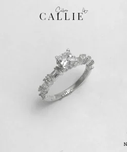 N321 - Nhẫn bạc Callie Silver 1 viên chủ đá tấm cách