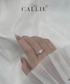 Alternative view of N321 - Nhẫn bạc Callie Silver 1 viên chủ đá tấm cách