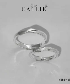 Alternative view of N558 - N559: Nhẫn Bạc Đôi Thiết Kế Callie Silver 1 Đường Chéo